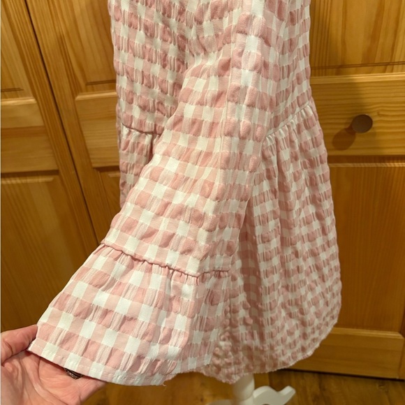 Urban Outfitters long-sleeve gingham dress, pink & white - Picture 4 of 11